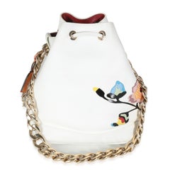 Christian Dior White Calfskin Multicolor Python Appliqué Paradise Bubble Bucket