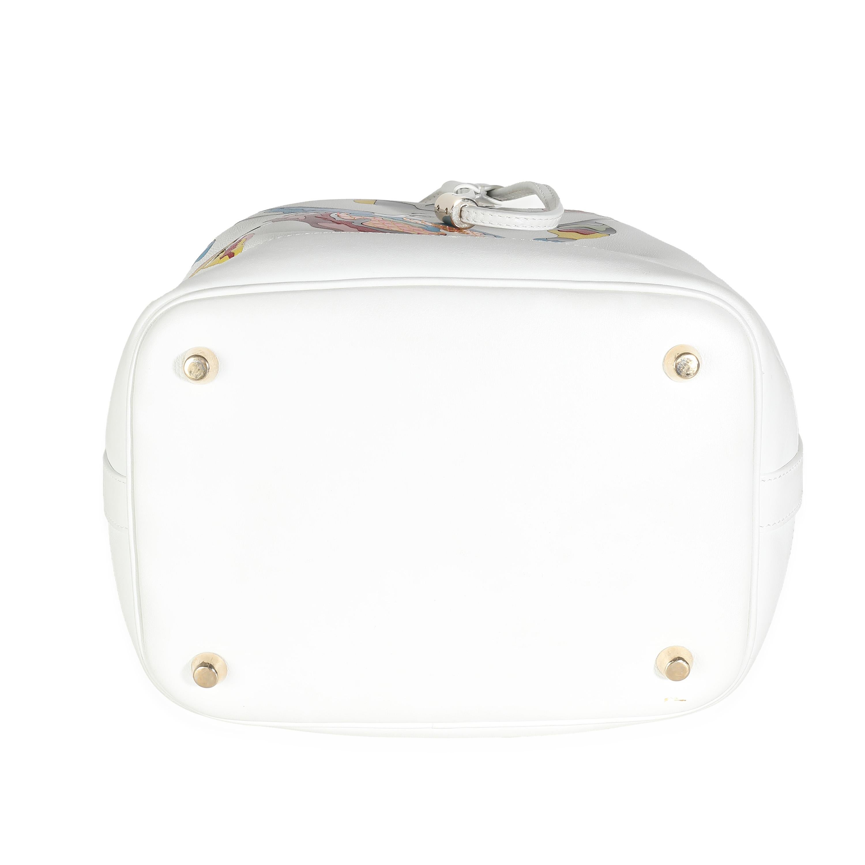 Christian Dior White Calfskin Multicolor Python Appliqué Paradise Bubble Bucket 3