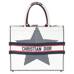 Christian Dior Large Book Tote en toile blanche Dioralps