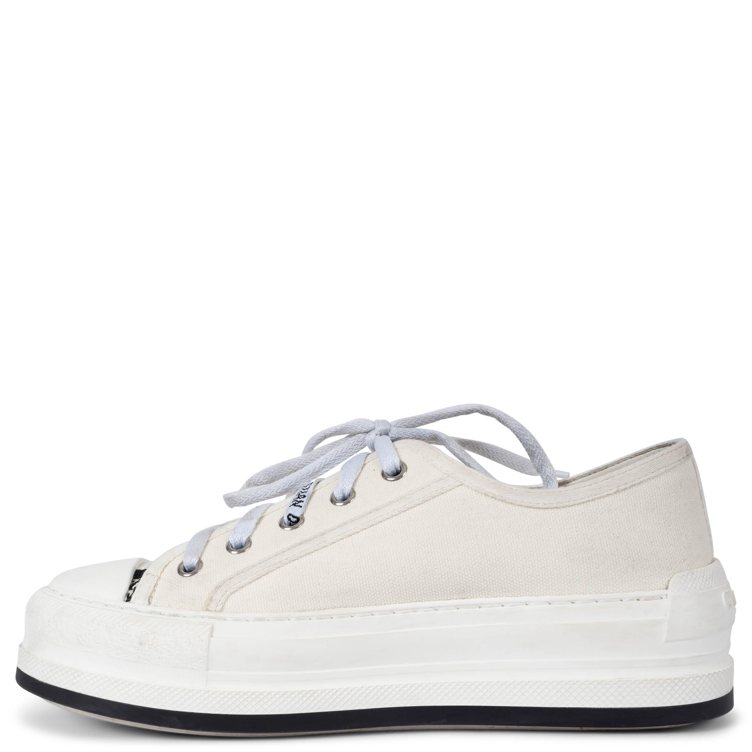 Gray CHRISTIAN DIOR white canvas WALK'N'DIOR PLATFORM Sneakers Shoes 37.5 For Sale