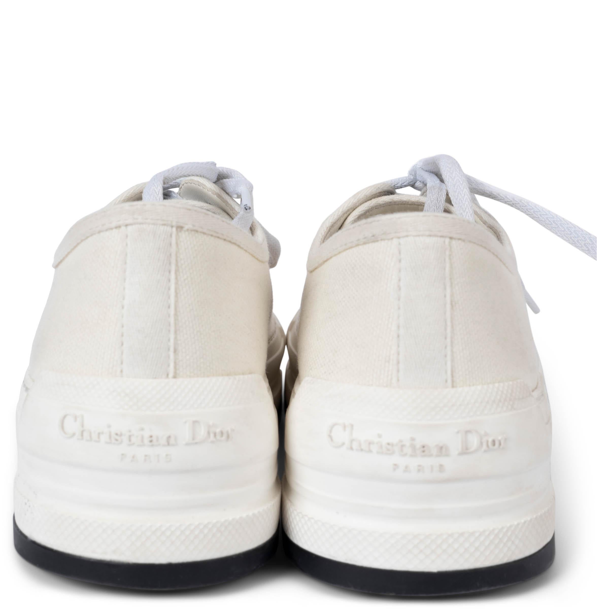 Women's CHRISTIAN DIOR white canvas WALK'N'DIOR PLATFORM Sneakers Shoes 37.5 For Sale