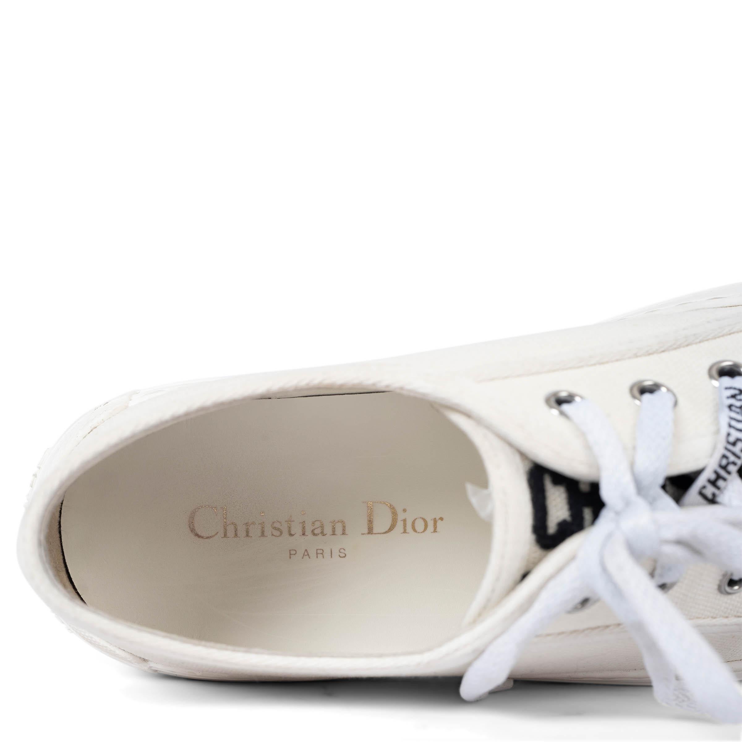 CHRISTIAN DIOR white canvas WALK'N'DIOR PLATFORM Sneakers Shoes 37.5 For Sale 2