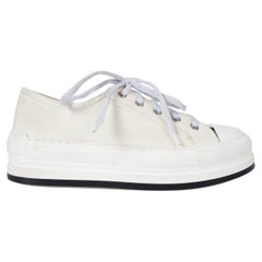CHRISTIAN DIOR white canvas WALK'N'DIOR PLATFORM Sneakers Shoes 37.5