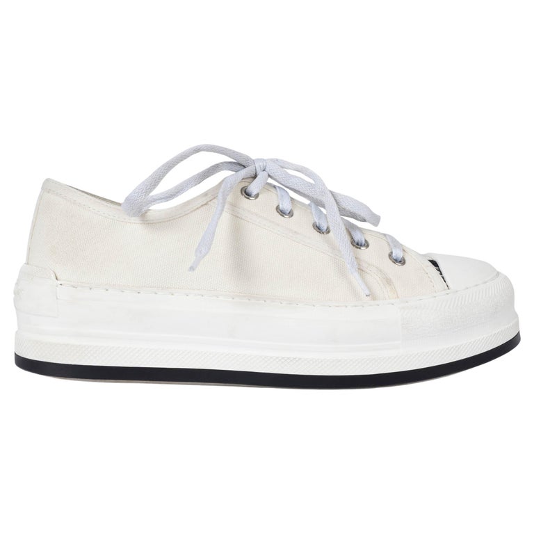 CHRISTIAN DIOR white canvas WALK'N'DIOR PLATFORM Sneakers Shoes