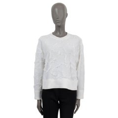 CHRISTIAN DIOR white cashmere 2020 FRINGED CREWNECK Sweater 36 XS