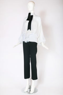 Christian Dior White Chiffon Poet Blouse