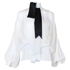 Christian Dior White Chiffon Poet Blouse