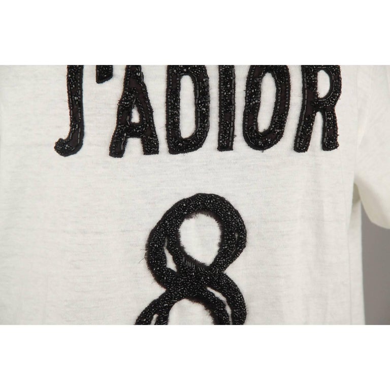 CHRISTIAN DIOR White Cotton and Linen J'Adior 8 Tee Top T Shirt