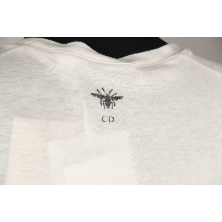 CHRISTIAN DIOR White Cotton and Linen J'Adior 8 Tee Top T CHRISTIAN DIOR White Cotton and Linen J'Adior 8 Tee Top T