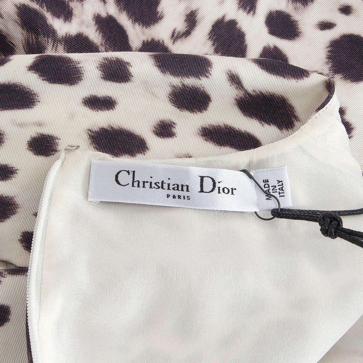 CHRISTIAN DIOR white cotton 2014 CHEETAH HIGH LOW Dress 44 XL For Sale 3