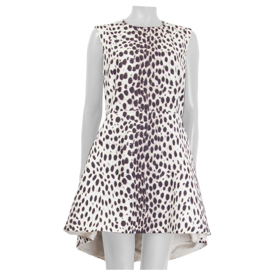 CHRISTIAN DIOR Weißes CheETAH HIGH LOW Kleid aus Baumwolle 2014 CHEETAH 44 XL