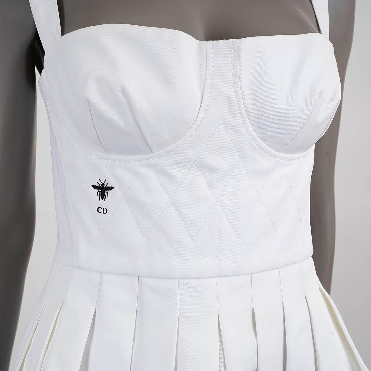 CHRISTIAN DIOR white cotton 2017 PLEATED MINI Dress 40 M For Sale 2