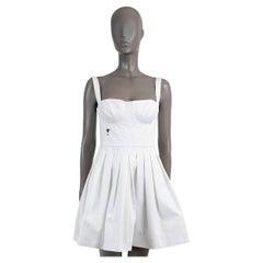 CHRISTIAN DIOR white cotton 2017 PLEATED MINI Dress 40 M