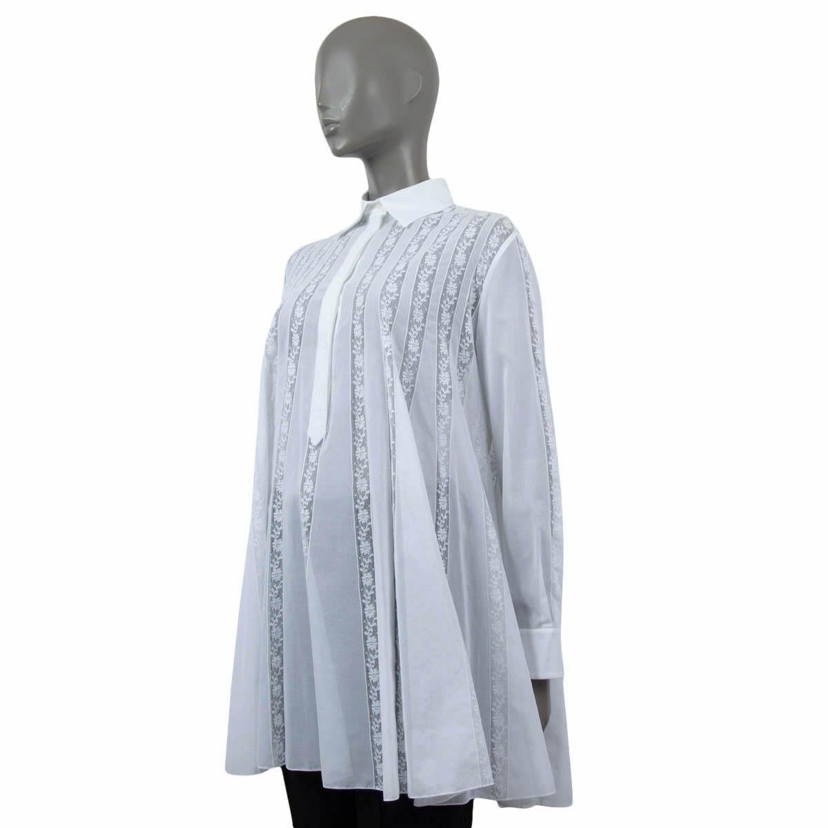 Women's CHRISTIAN DIOR white cotton 2018 LACE TRIM TUNIC Blouse Shirt S For Sale