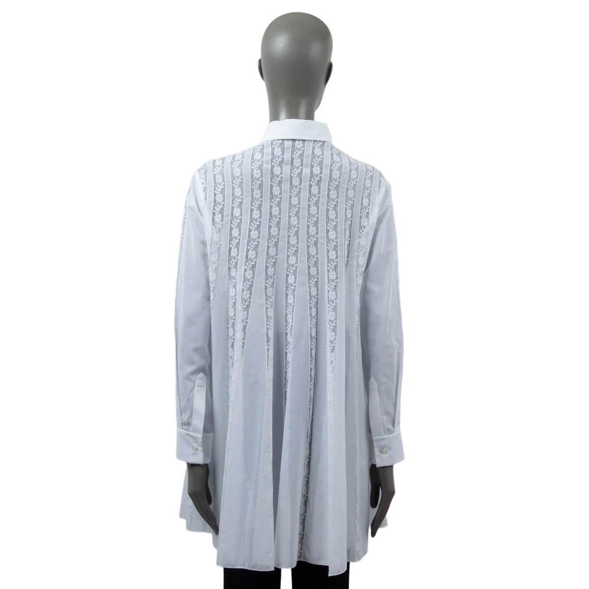 CHRISTIAN DIOR white cotton 2018 LACE TRIM TUNIC Blouse Shirt S For Sale 1
