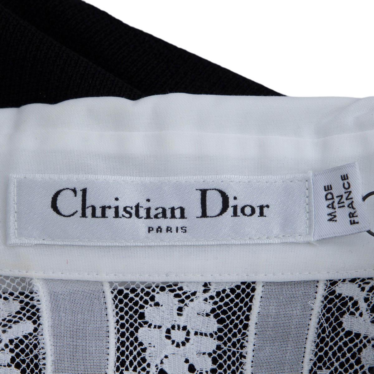 CHRISTIAN DIOR white cotton 2018 LACE TRIM TUNIC Blouse Shirt S For Sale 4