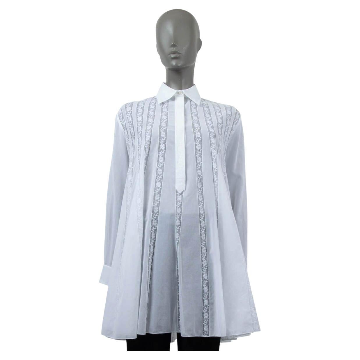 CHRISTIAN DIOR white cotton 2018 LACE TRIM TUNIC Blouse Shirt S