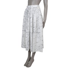 CHRISTIAN DIOR white cotton 2021 CHEZ MOI CONSTELLATION MIDI Skirt 36 XS