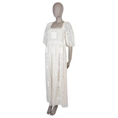 CHRISTIAN DIOR white cotton 2021 PATCHWORK LACE MAXO Dress XS