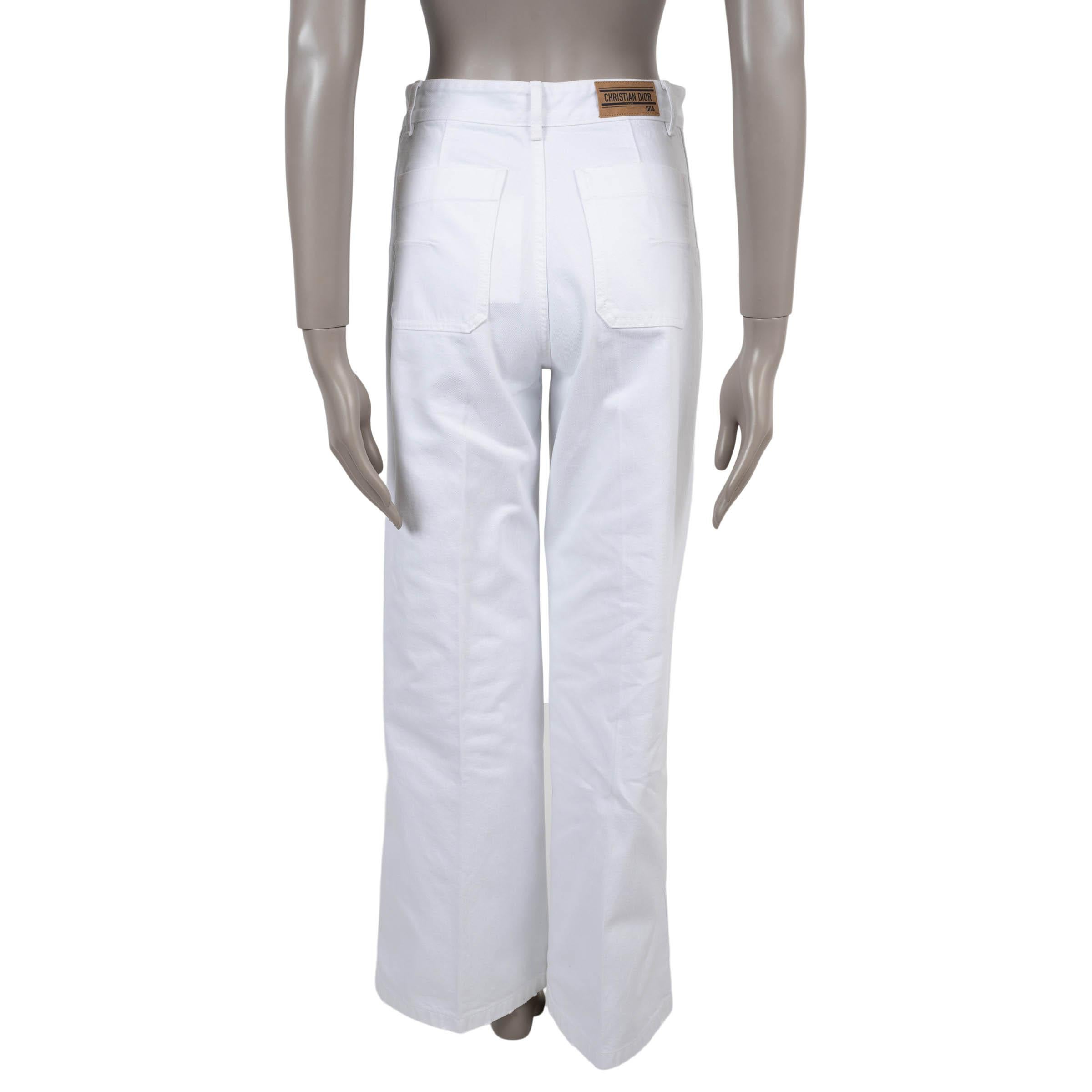Gray CHRISTIAN DIOR white cotton 2022 DIOR 8 FLARED Jeans Pants 36 XS For Sale