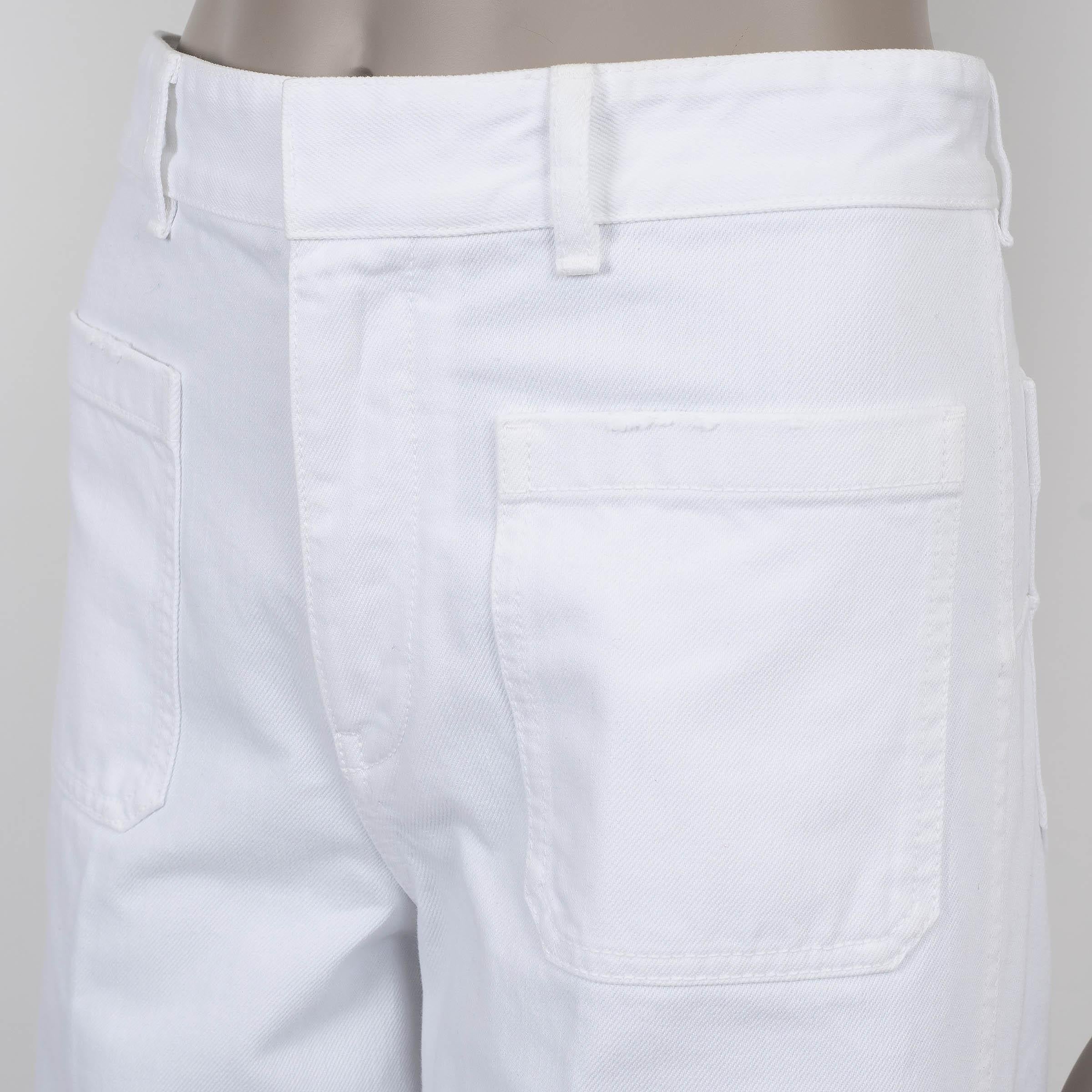 Women's CHRISTIAN DIOR white cotton 2022 DIOR 8 FLARED Jeans Pants 36 XS For Sale