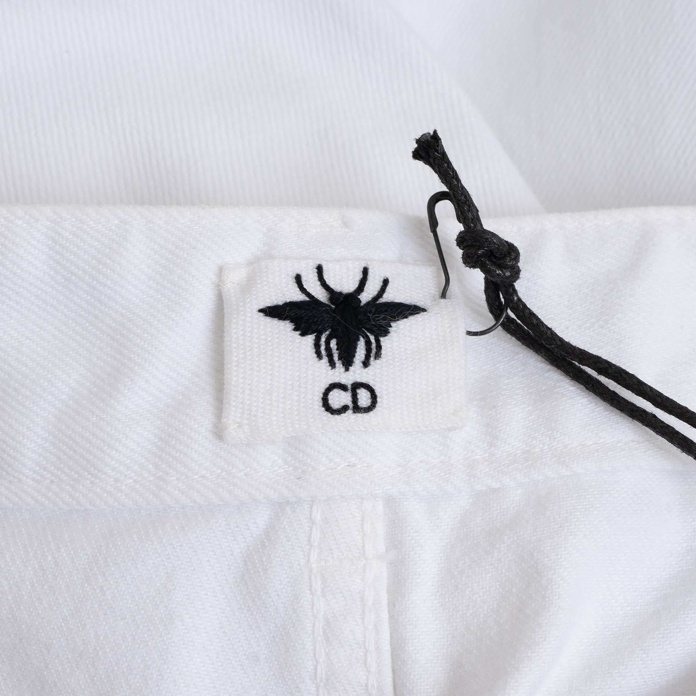 CHRISTIAN DIOR white cotton 2022 DIOR 8 FLARED Jeans Pants 36 XS For Sale 2