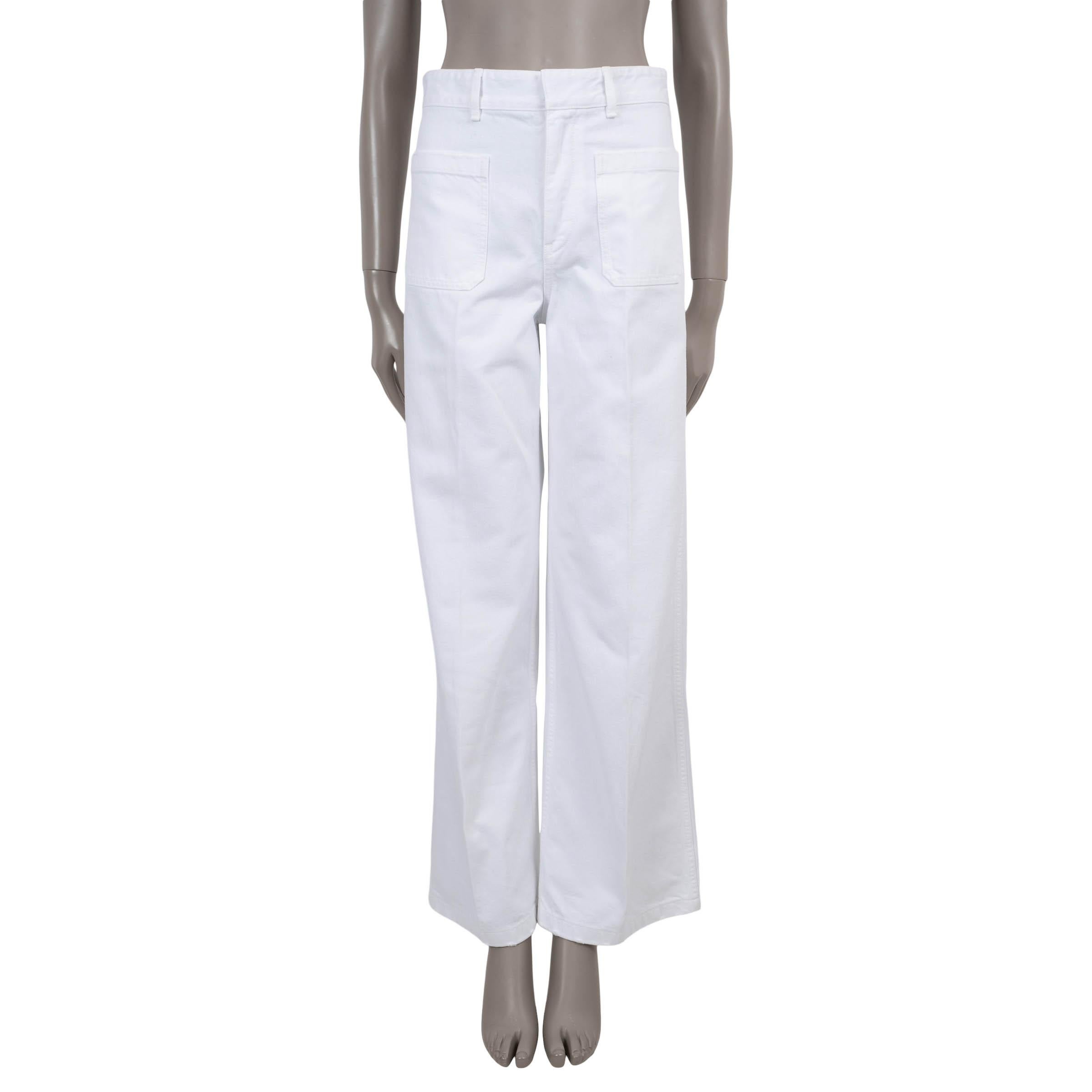 CHRISTIAN DIOR white cotton 2022 DIOR 8 FLARED Jeans Pants 36 XS For Sale