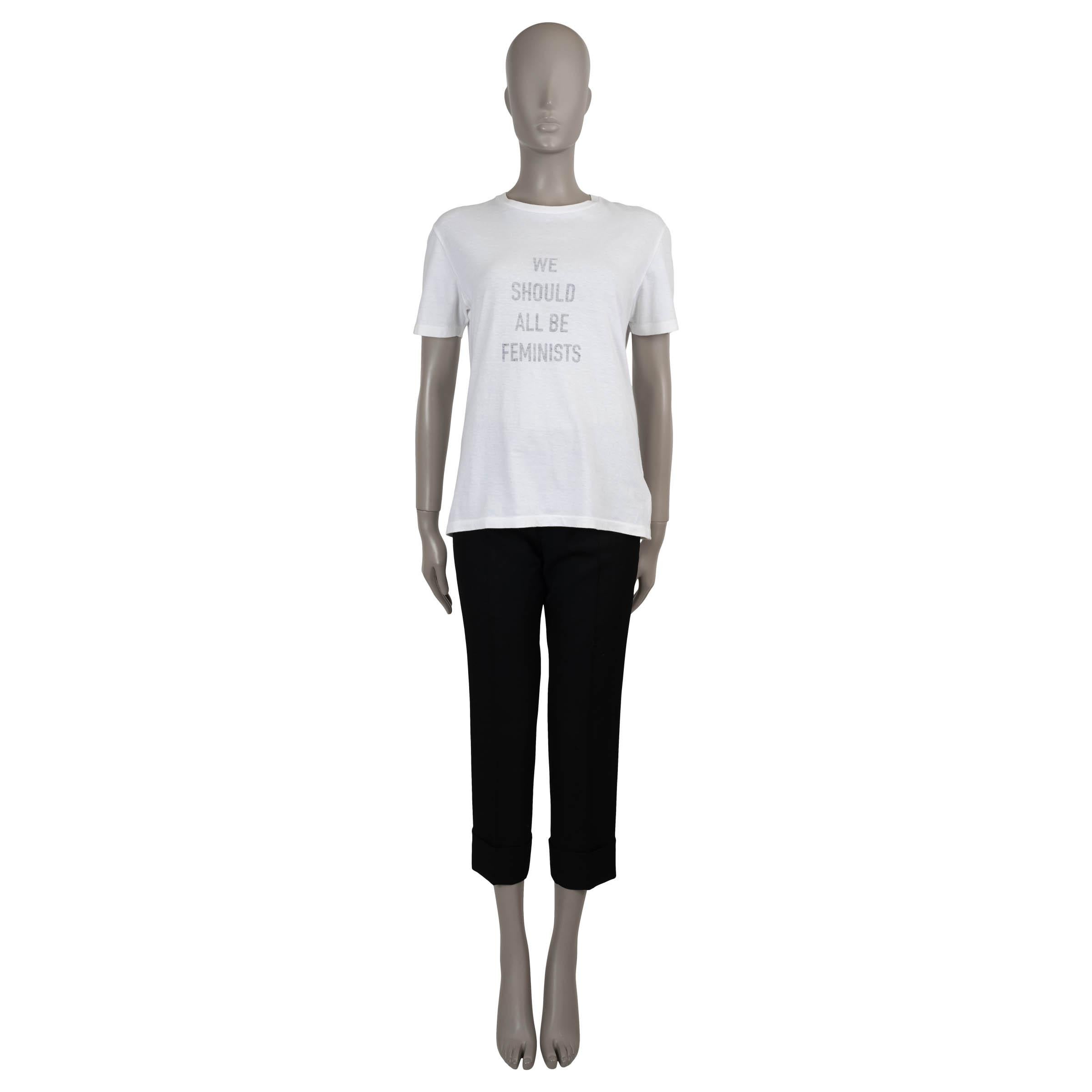 CHRISTIAN DIOR Weißes Baumwollhemd aus weißer Baumwolle 2022 WE SHOULD ALL BE FEMINISTS T-Shirt Shirt S Damen im Angebot