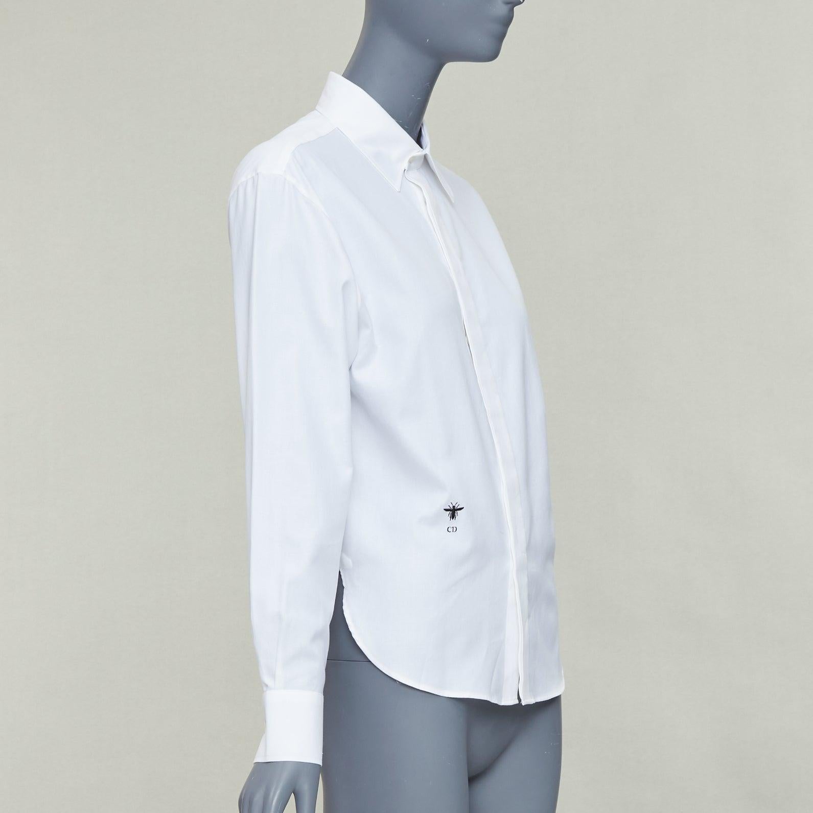 CHRISTIAN DIOR weiß Baumwolle schwarz CD Biene bestickt klassisches Hemd FR34 XS (Grau) im Angebot