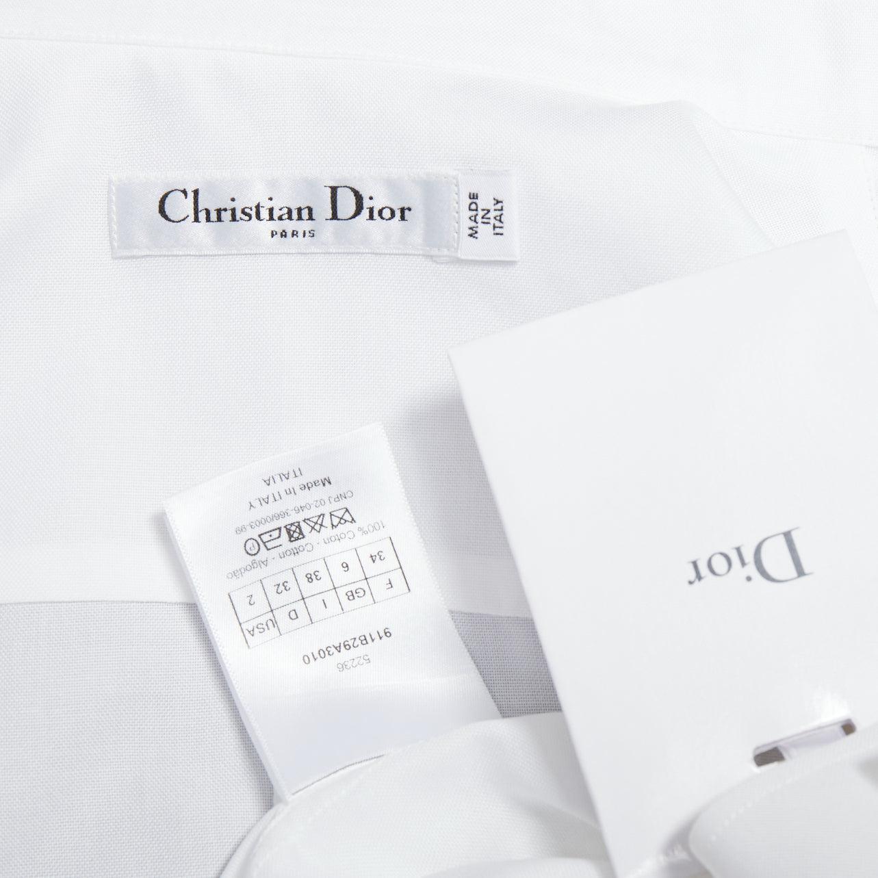 CHRISTIAN DIOR weiß Baumwolle schwarz CD Biene bestickt klassisches Hemd FR34 XS im Angebot 3