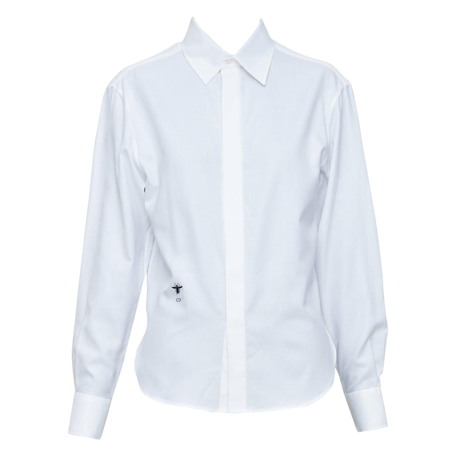 CHRISTIAN DIOR weiß Baumwolle schwarz CD Biene bestickt klassisches Hemd FR34 XS im Angebot