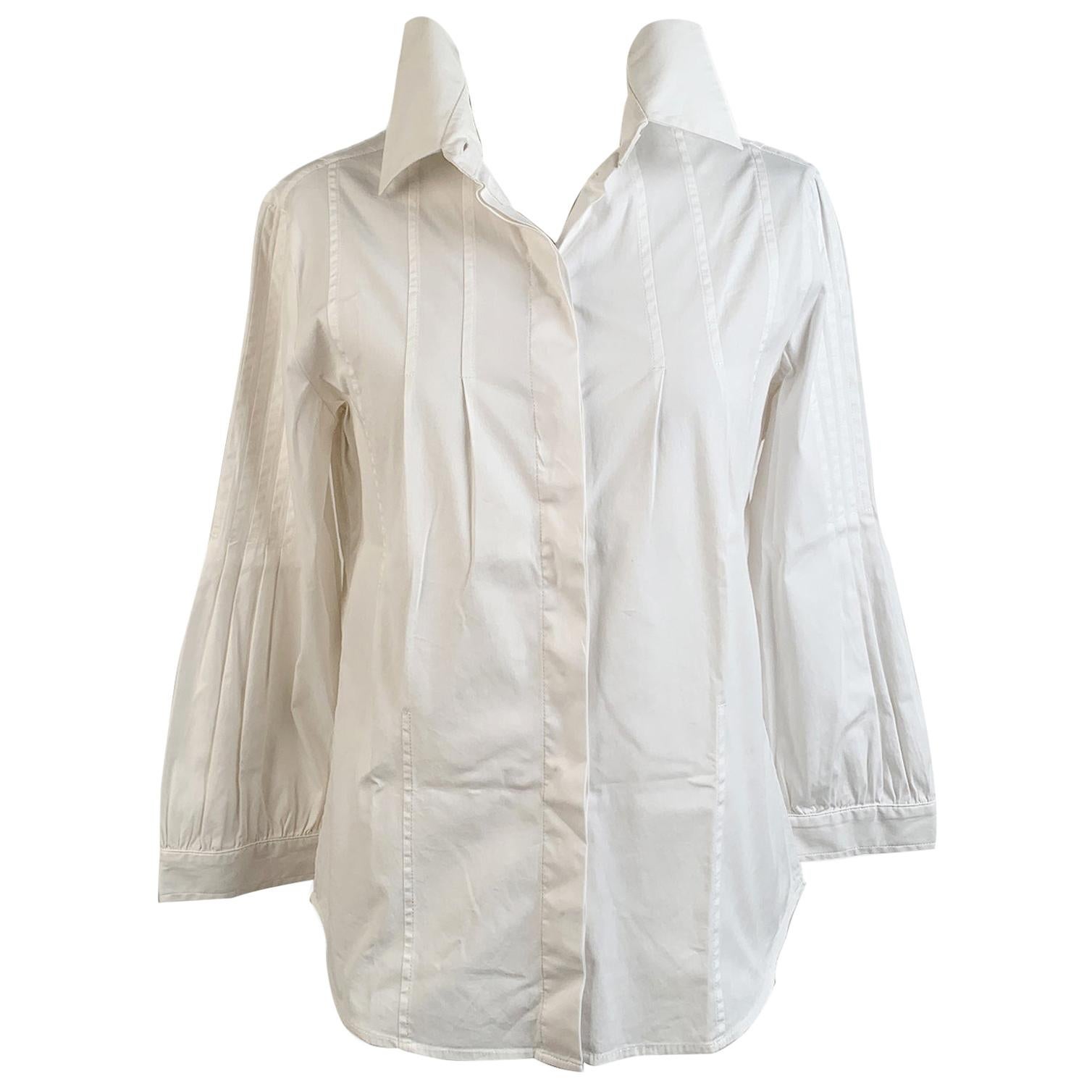 Christian Dior White Cotton Blend Button Down Shirt Size 44