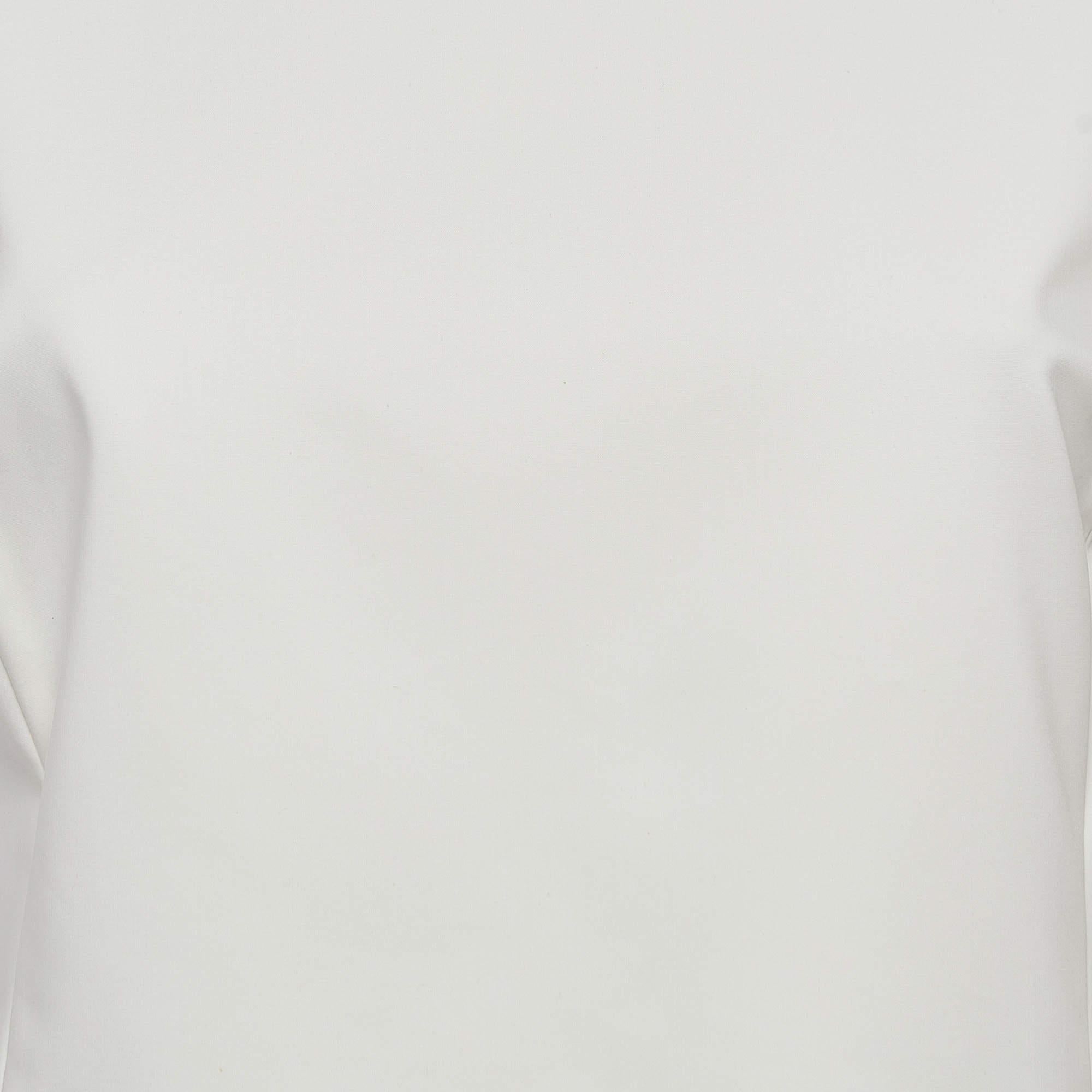 Women's Christian Dior White Cotton Blend Sleeveless Flounce Mini Dress M For Sale