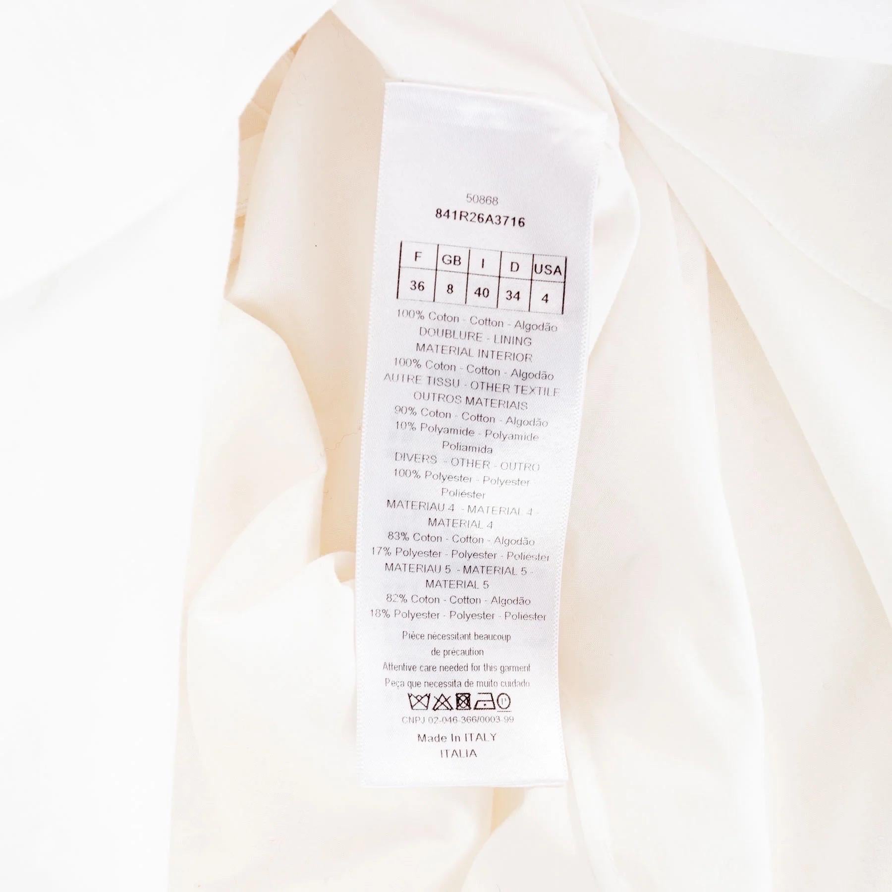 Christian Dior White Cotton Broderie Anglaise High Neck Shift Dress For Sale 3