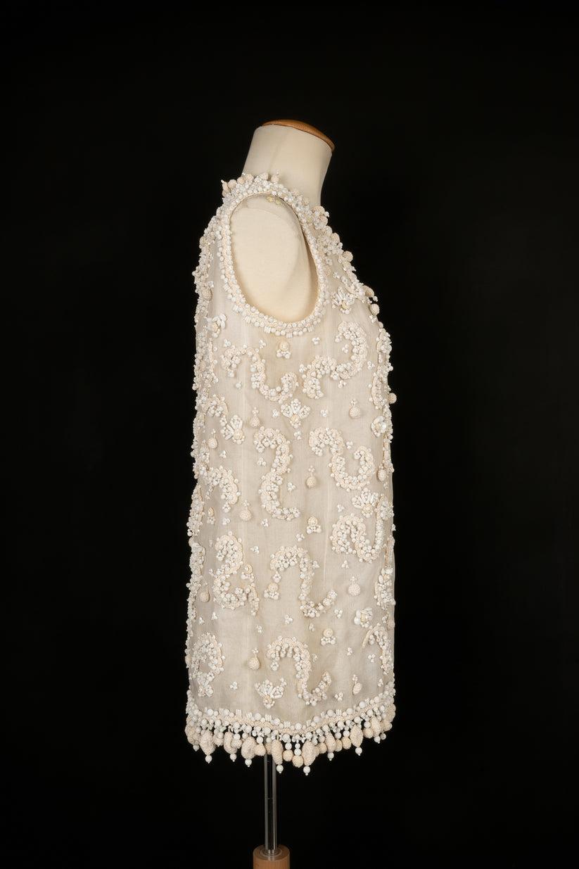 Women's Christian Dior White Cotton Cardigan Haute Couture, 1964 For Sale