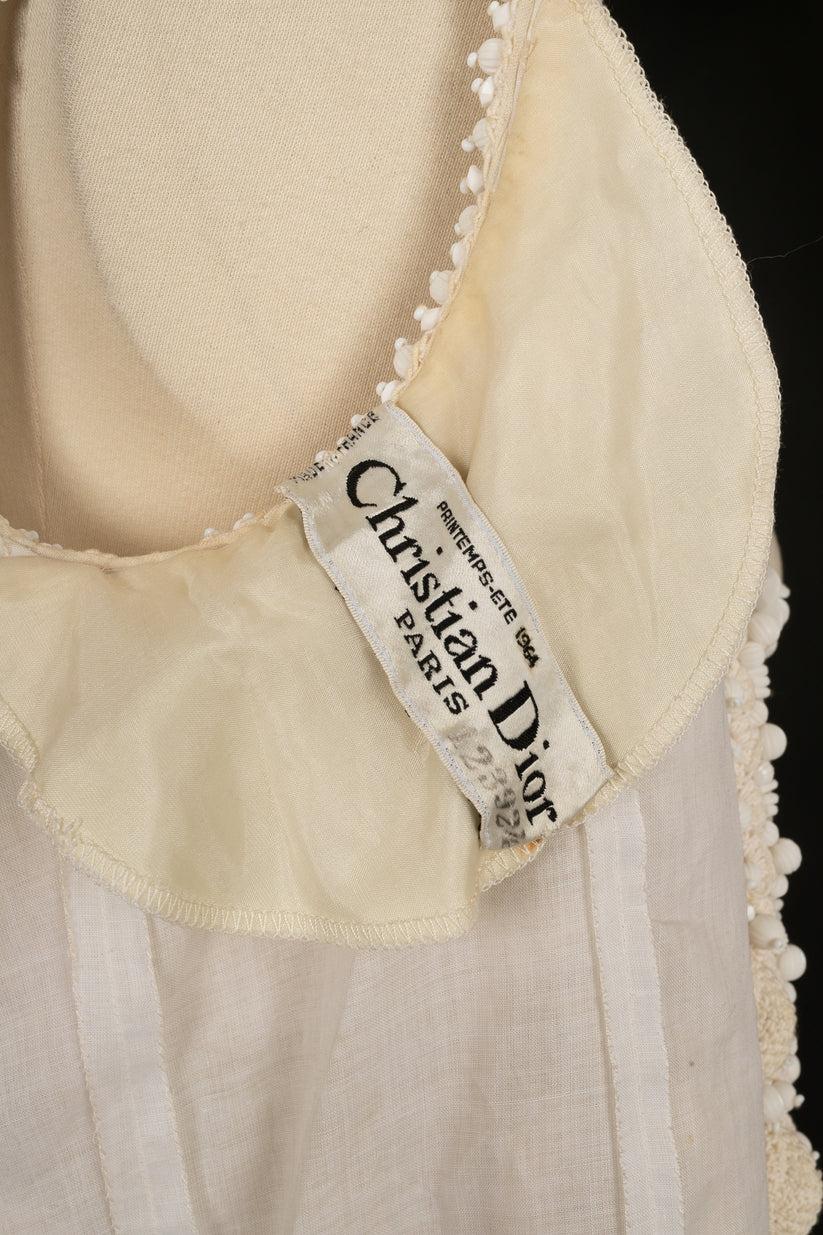 Christian Dior White Cotton Cardigan Haute Couture, 1964 For Sale 3