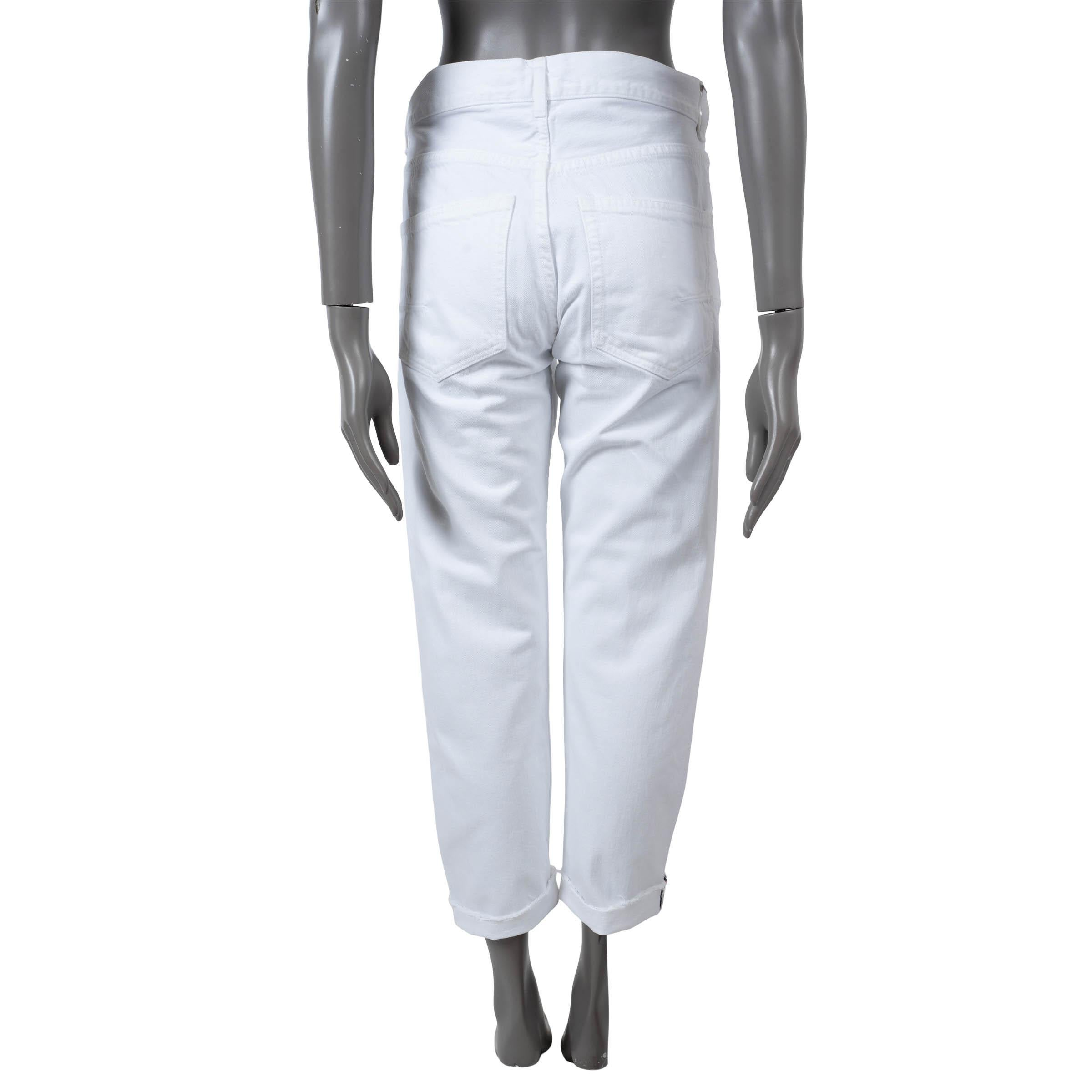 Grigio CHRISTIAN DIOR pantaloni jeans BOYFRIEND in cotone bianco 34 XS in vendita