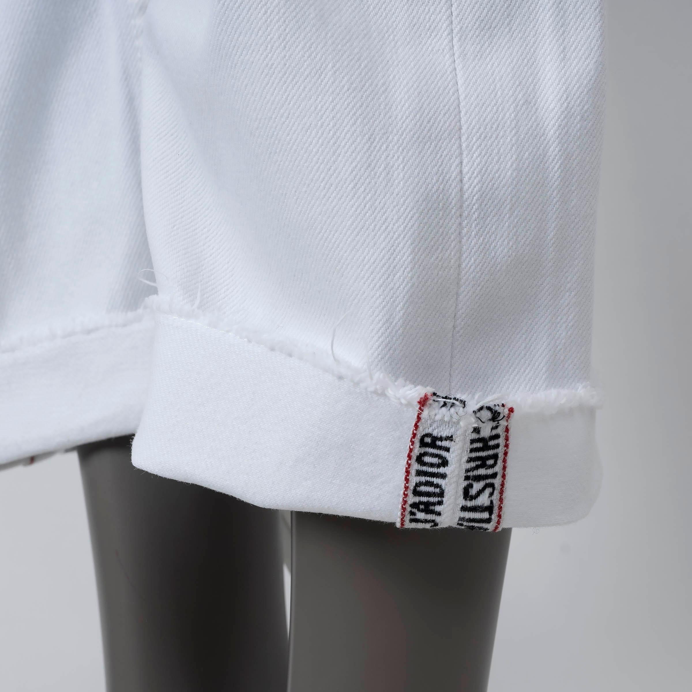 Donna CHRISTIAN DIOR pantaloni jeans BOYFRIEND in cotone bianco 34 XS in vendita