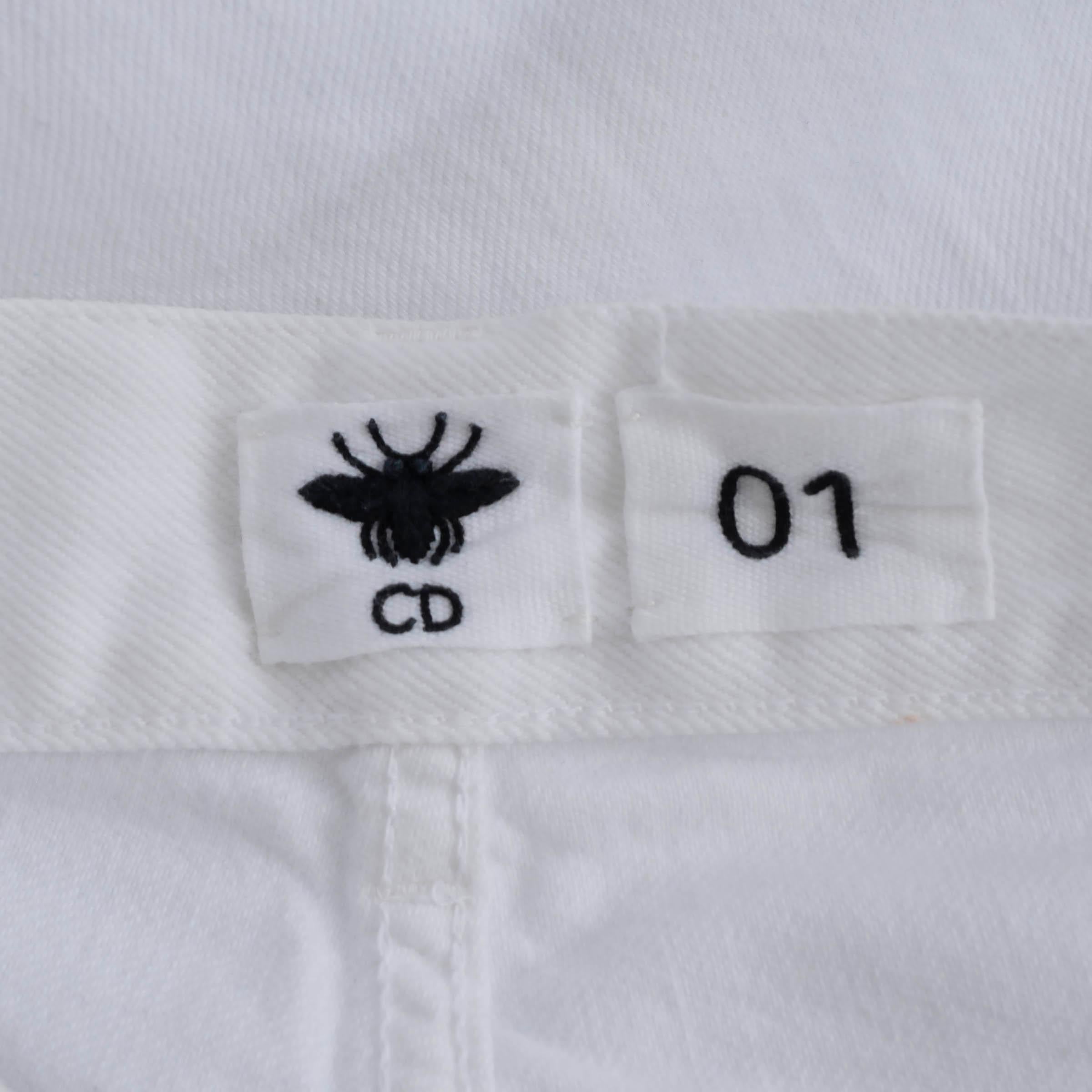 CHRISTIAN DIOR pantaloni jeans BOYFRIEND in cotone bianco 34 XS in vendita 2