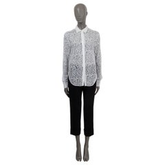 CHRISTIAN DIOR white cotton FLORAL LACE Button Up Shirt 38 S