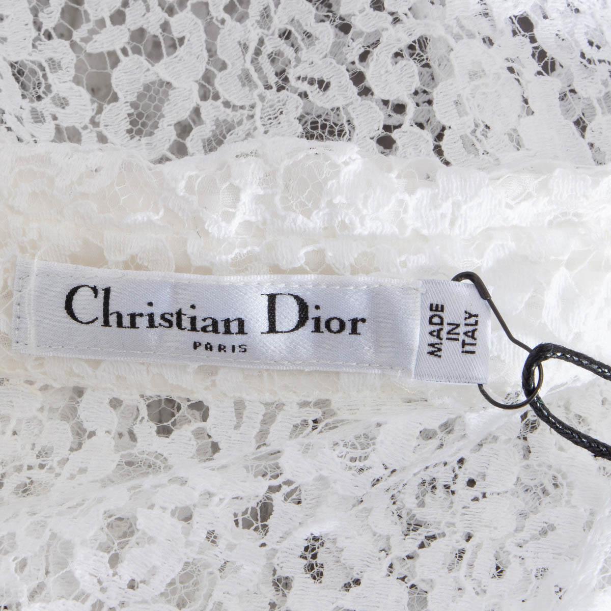 CHRISTIAN DIOR Chemise boutonnée en coton blanc FLORAL LACE 38 S en vente 3