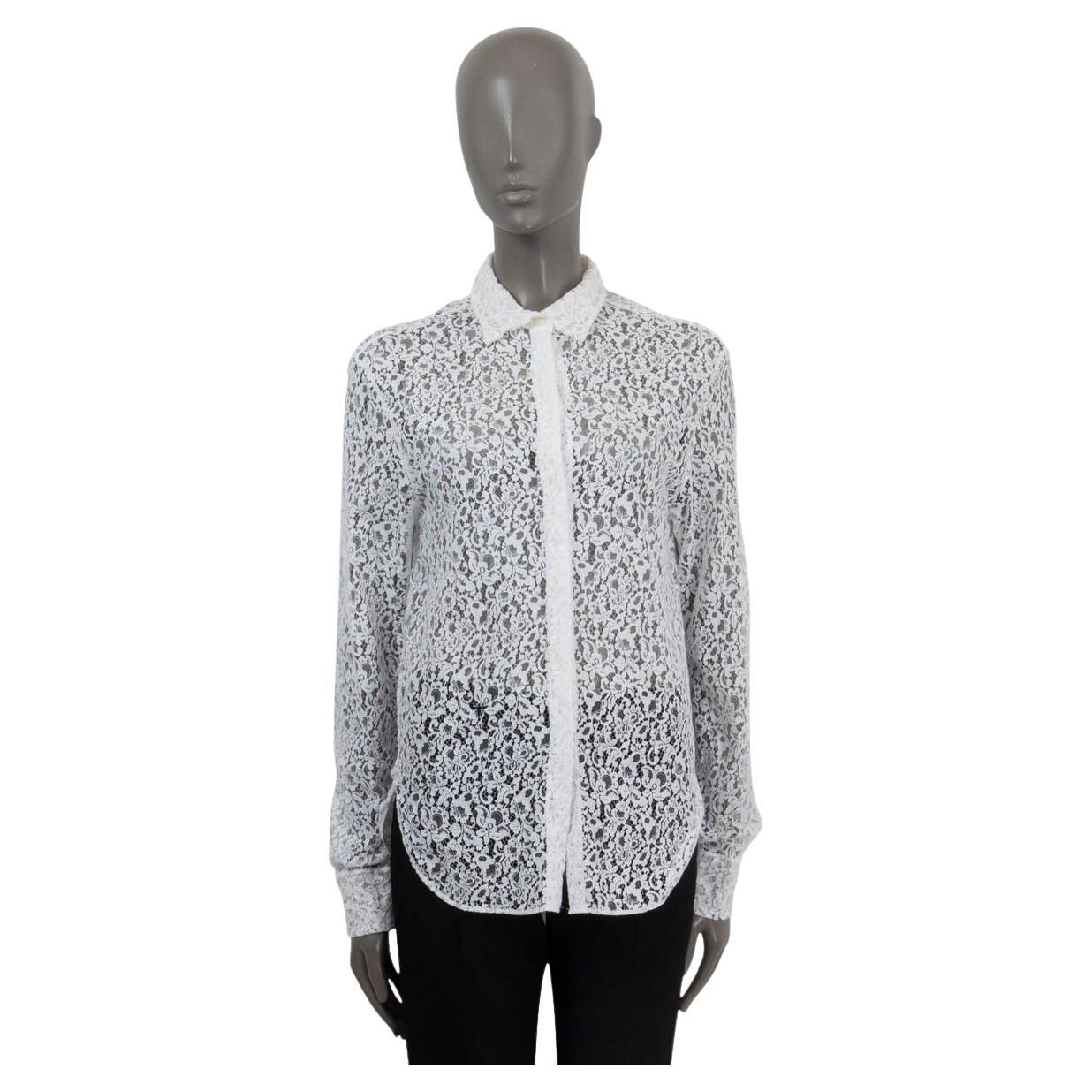 CHRISTIAN DIOR white cotton FLORAL LACE Button Up Shirt 38 S For Sale