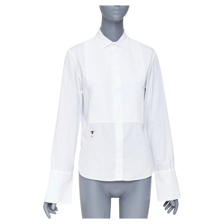 dior bee dress shirt DIOR - Shirt With Gold Bee Embroidery Black Cotton Poplin - Size 41