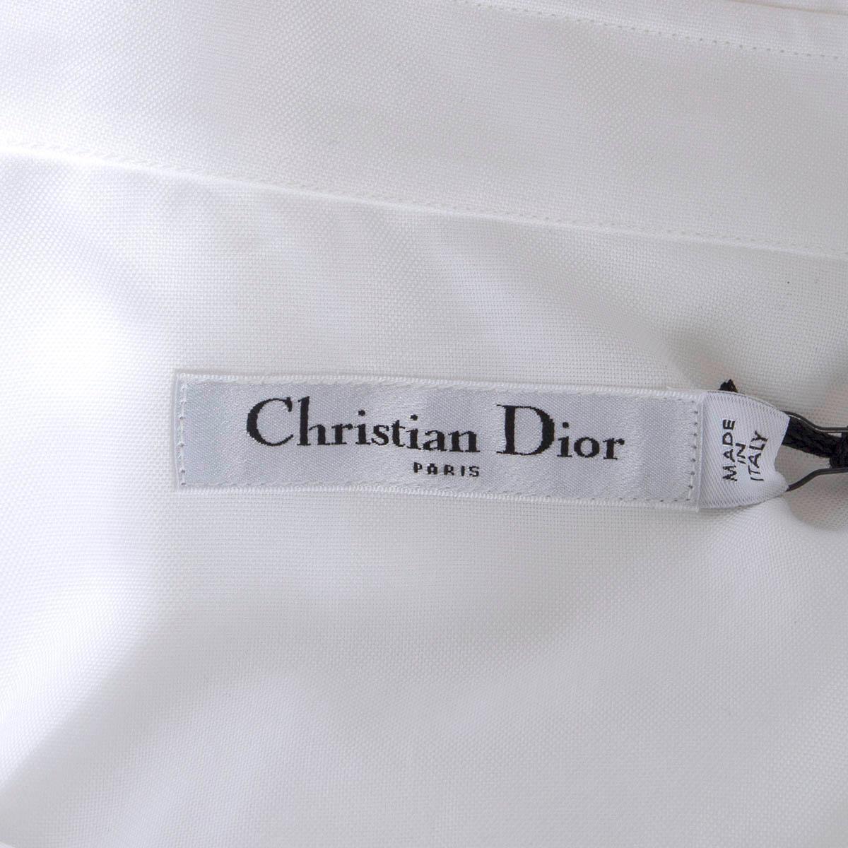 Women's CHRISTIAN DIOR white cotton PLASTRON & BEE Button Up Shirt 38 S