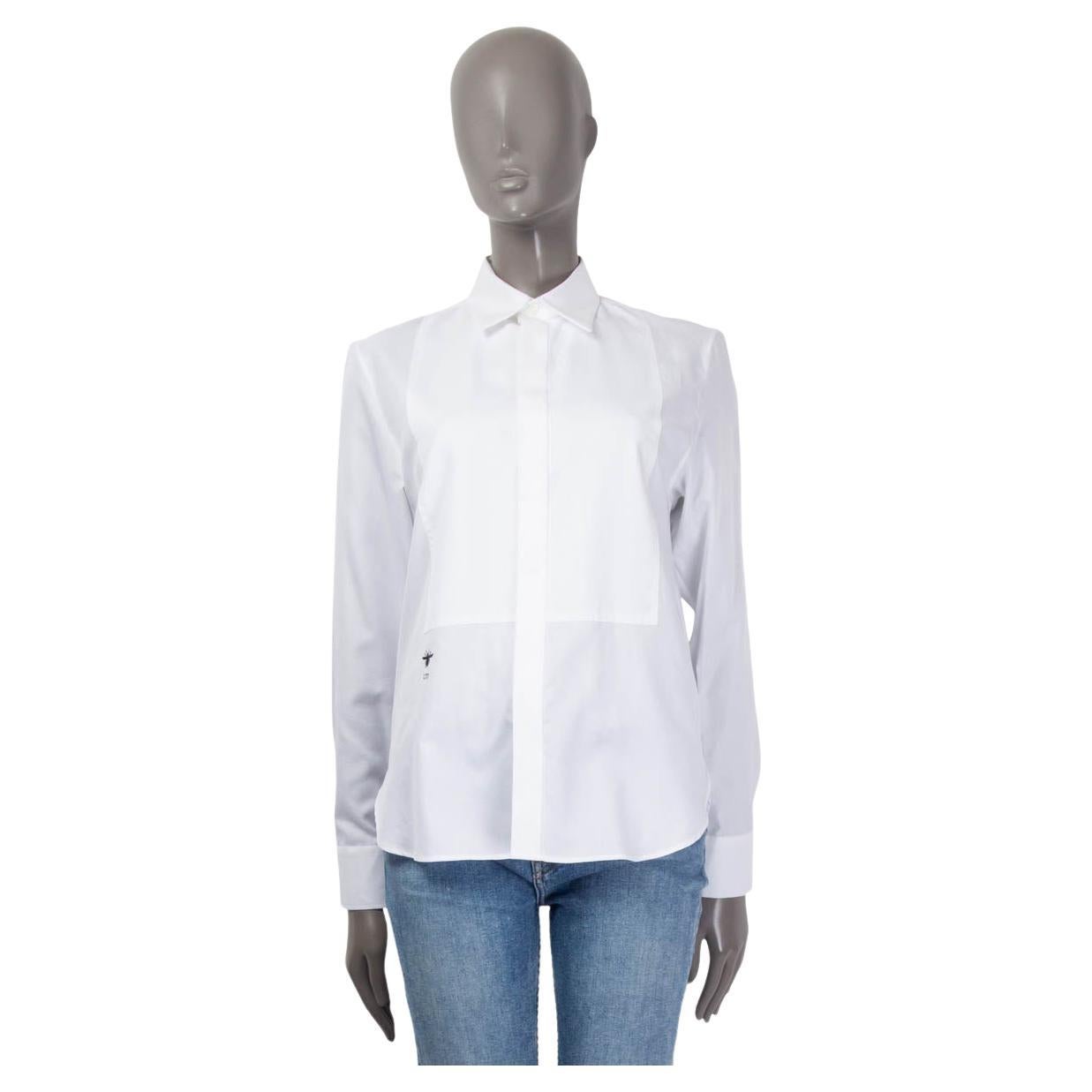 CHRISTIAN DIOR white cotton PLASTRON & BEE Button Up Shirt 38 S
