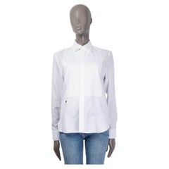 CHRISTIAN DIOR white cotton PLASTRON & BEE Button Up Shirt 38 S