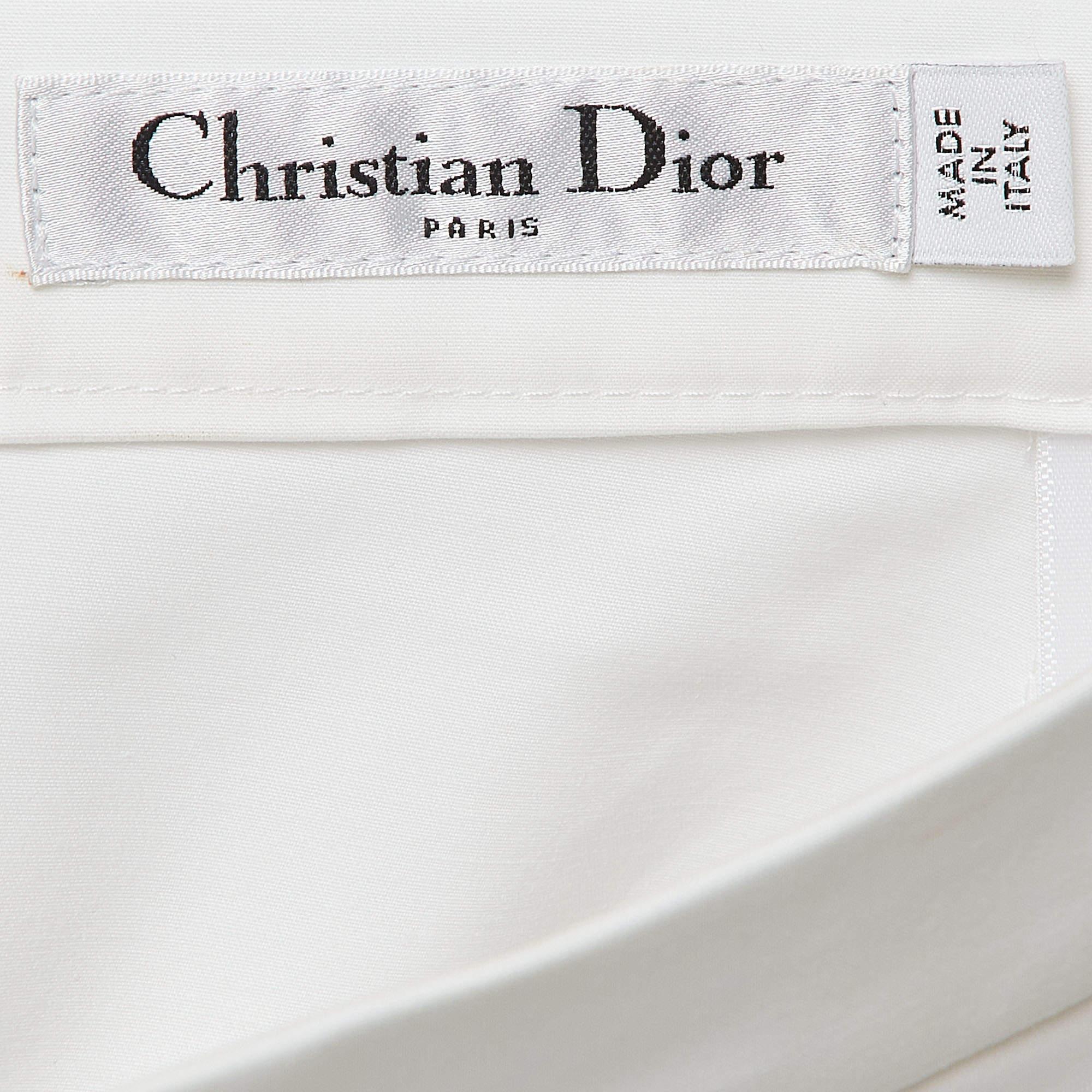 Christian Dior White Cotton Pleated Skorts M In Excellent Condition For Sale In Dubai, Al Qouz 2