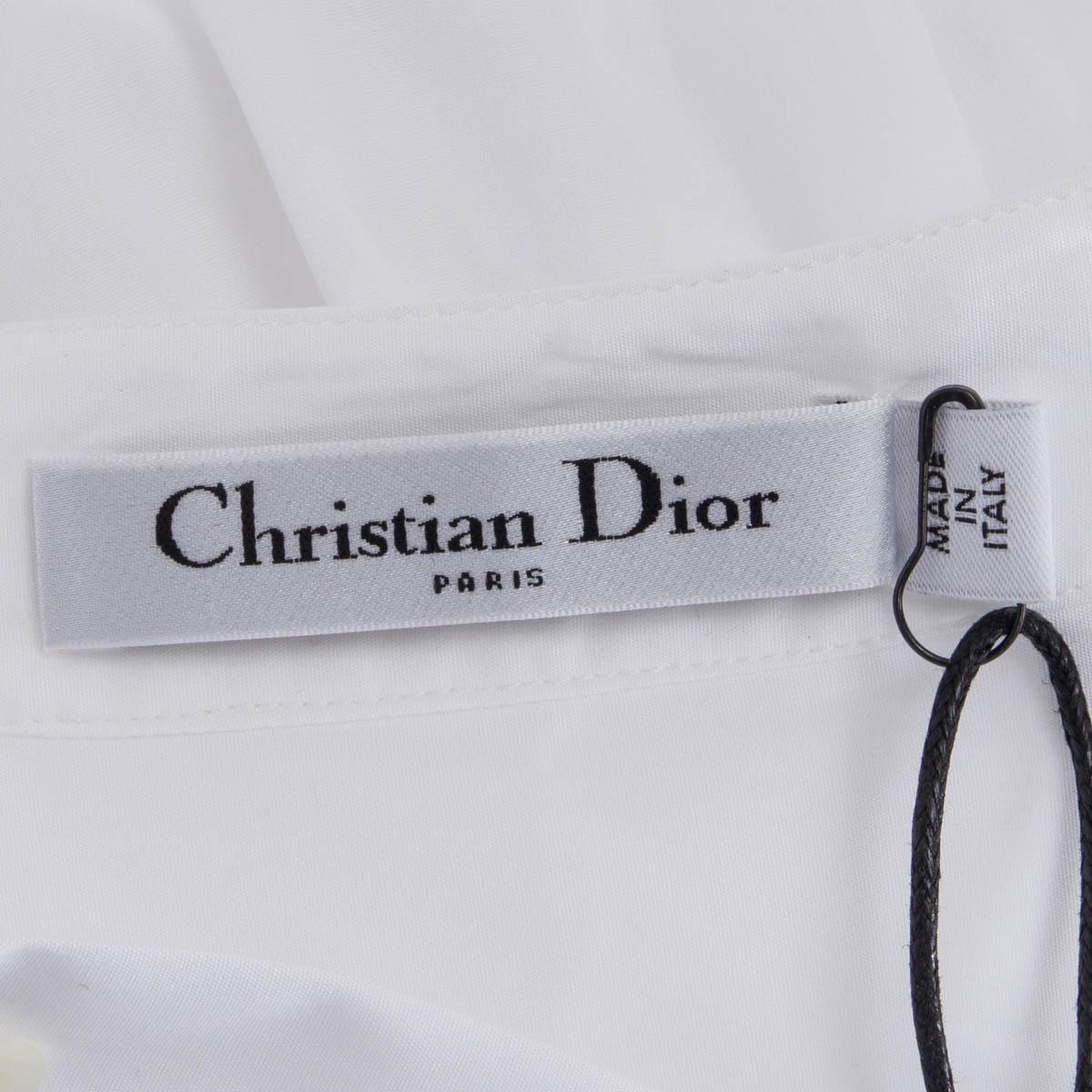 Gray CHRISTIAN DIOR white cotton PLEATED TUNIC SHIRT Dress 38 S