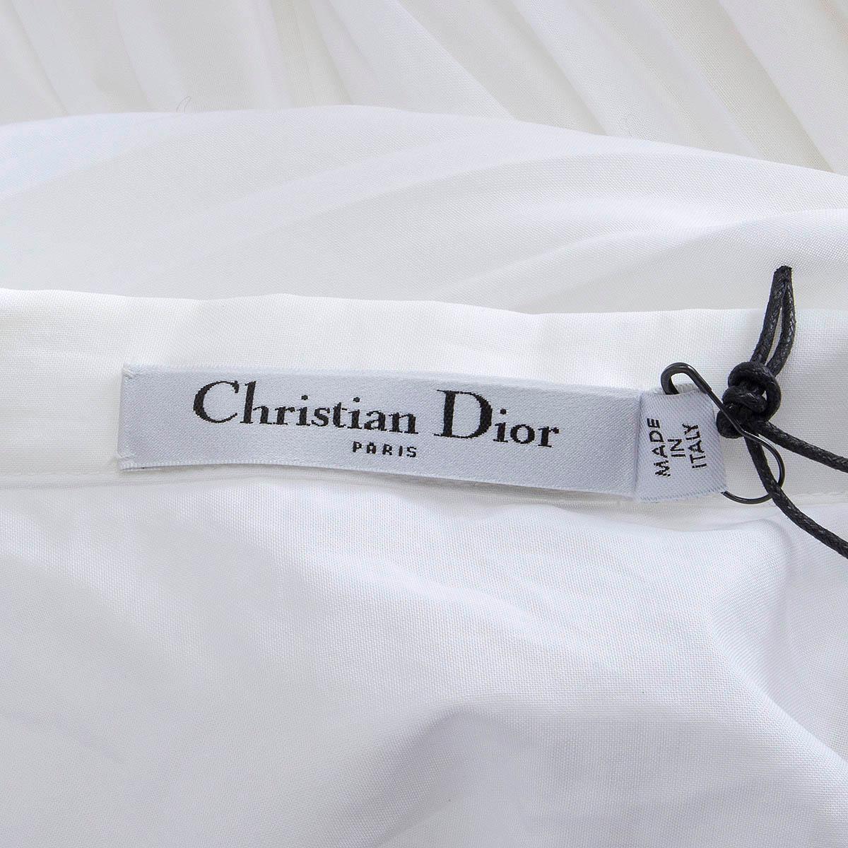 Gray CHRISTIAN DIOR white cotton RESORT 2019 PLEATE MAXI Skirt 38 S