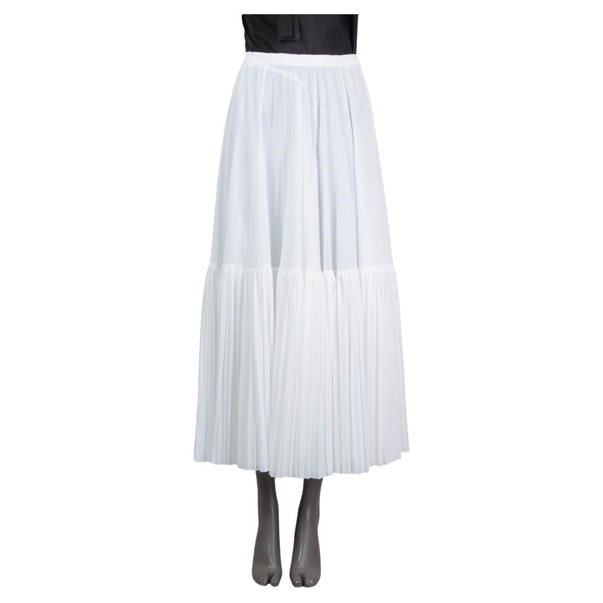 CHRISTIAN DIOR white cotton RESORT 2019 PLEATE MAXI Skirt 38 S